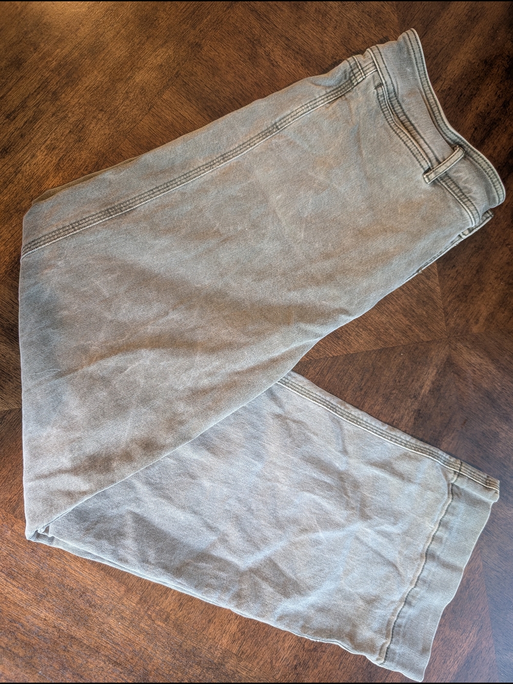 Ann Taylor High Waist Slim Wide Leg Olive Green Stretch Jeans